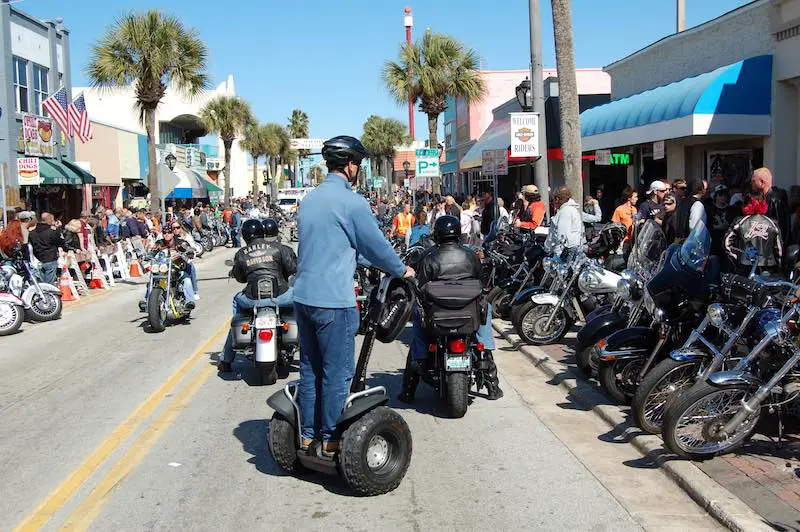 Man on a Segway at at motorcycling event on a street in Florida