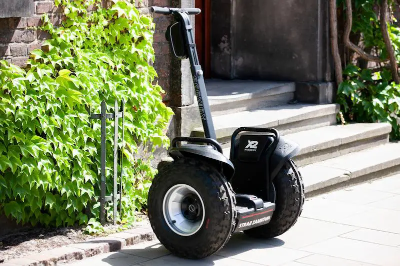 Segway parked in front of a building