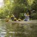 Family Of Four Canoing On A River in Central Florida