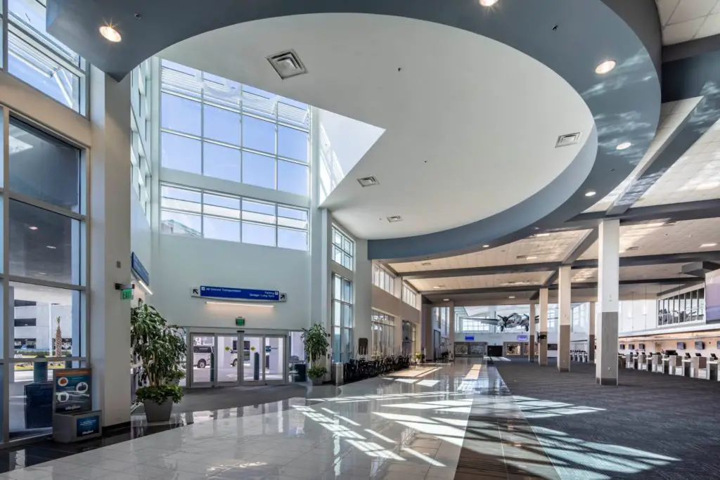 Inside terminal doors of Orlando Sanford International Airport